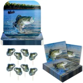 Havercamp 654082000290 S Trademarked Gone Fishin Party Supplies For 16 Guests Includes Ea. Large