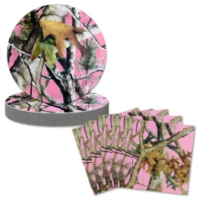 Havercamp 654082000399 Pink Hunting Camo Party Supplies For 16 Guests Includes Ea. 7 Plates