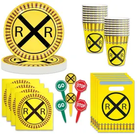 Havercamp 654082000771 Railroad Party Supplies 88 Pcs 16 Plates Napkins Cups Loot Bags Food Picks
