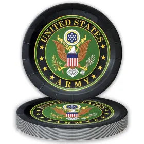 Havercamp 654082003550 U.s. Army 9 Inch Plates 24 Pack Lg. Dinner In Crest. Offic