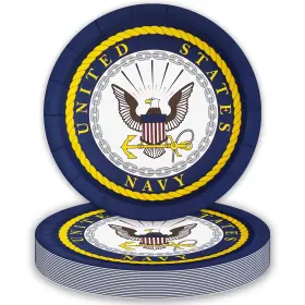 Havercamp 654082003567 U.s. Navy Party Plates 24-pack Includes 24 Lg. 9 Inch Round Dinner In T