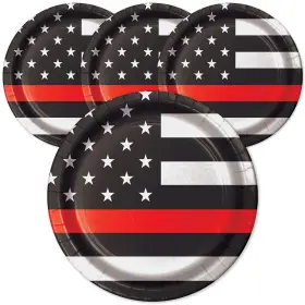 Havercamp 654082003765 Firefighter/emtthin Red Line 7 Plates 24 Pack Round Dessert In The