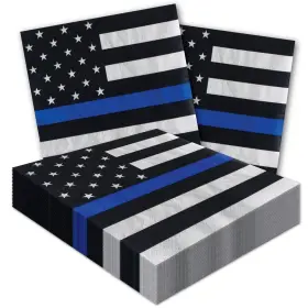 Havercamp 654082003819 Police-thin Blue Line Luncheon Napkins 48 Pcs. Printed In The Official Thi