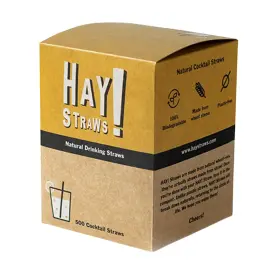 Hay Straws 853662007289 Cocktail Straw 500ct 5 Inch 100% Biodegradable Plant-based Never Sogg