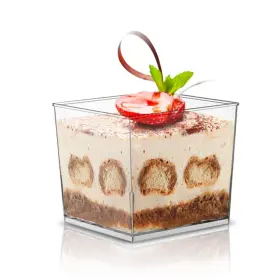 Healthcom 094682698185 Modern Plastic Square Ice Cream Dessert Bowl 5 Oz/150ml 60 Pcs Clear