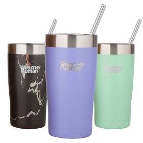 Healthy Human 754970594914 Stainless Steel Tumbler With Straw And Lid 20 Ounces Lilac