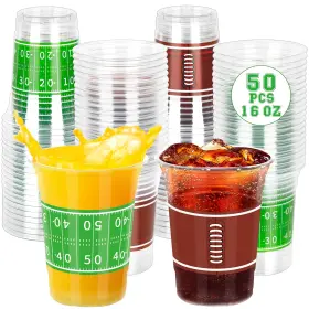 H24sbcups50 Heartome 50 Pcs Football Cups 16 Oz Party Thickened Plastic