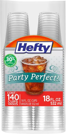 00c26046 Hefty Party Perfect Clear Plastic Cups 18 Ounce 140 Count