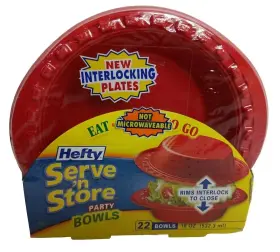 Hefty 013700100062 Serve N Store Party Bowls 22 Count 18 Oz. Each