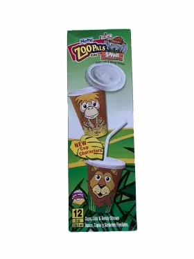 Hefty 013700100260 Vtg Zoo Pals Cups Safari Collection 12 - 8oz Lids And Bendy Straws New