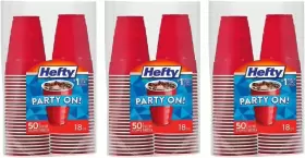 Hefty 013700118500 Party On Disposable Plastic Cups Red 18 50 Count Pack Of 3