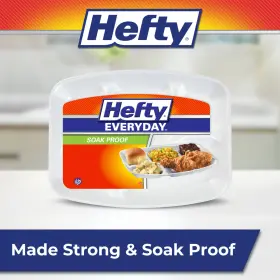 Hefty 013700238406 Everyday Soak-proof Foam Compartment Tray White 9 X 11 Inch 40 Count