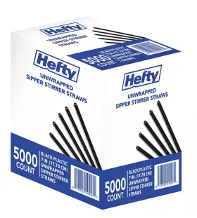 Hefty 013700292071 7 Inch Unwrapped Sipper Stirrer Straws 5000 Ct Bulk For Restaurants And Cafes