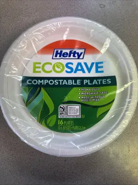 Hefty 013700710162 New Ecosave 100% Compostable 10-1/8in Plates 48 Count 3 Pack