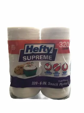 08735 Hefty Supreme Foam Soak-proof Cut-resistant Plates For Every Occasion 6-inch