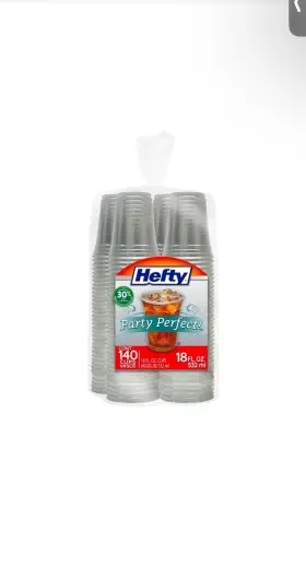 1875772 Hefty Plastic Cups Clear 18 Ounce 140 Count