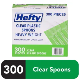 Hefty 313098720706 Clear Heavy Weight Plastic Spoons 300 Count