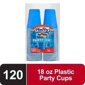 Hefty 629722496924 Party On Disposable Plastic Cups 18 Ounce 120 Count