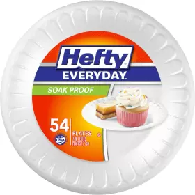 Hefty 696597516989 Everyday Foam Snack Plates 7 Inch Round 54 Count Pack Of 8 432 Total
