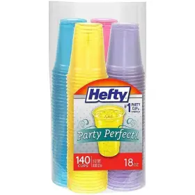 C26040 Hefty Party Perfect Translucent Plastic Cup Spring Colors 18 Oz. 140 Ct