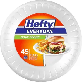 D28845 Hefty Everyday Soak-proof Foam Plates White 45 Count Pack Of 1