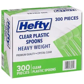 K2sh30 Hefty Clear Heavy-weight Plastic Spoons 300 Ct