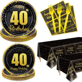 Hegbolke 726084341951 40th Birthday Decorations For Women And Men - 162 Pcs Plates Napkins Tablec