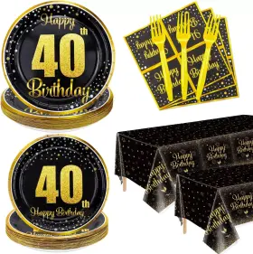 Gtz104 Hegbolke 40th Birthday Decorations For Women And Men - 162 Pcs Plates Napkins