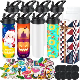 St007 Heiberwind 8 Pack 20oz Sublimation Tumbler Set Triple-insulated Stainless 20 Oz White