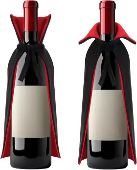 Heliltd-2025071401 Heliltd 2pcs Halloween Wine Bottle Covers Reversible Standard Red And Black