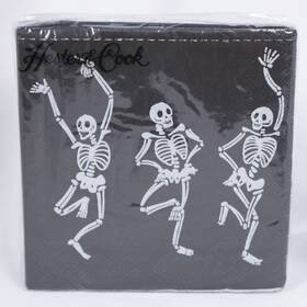 Hester & Cook 025096909037 Nip And Skeleton Dance Black Cocktail Napkins 20 Ct Ea 2 Avail