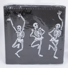 Hester & Cook 025096909037 Nip And Skeleton Dance Black Cocktail Napkins 20 Ct Ea 2 Avail
