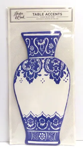 Hester & Cook 856371007175 And Table Accent Placement Cards Set Of 12 China Blue Vase