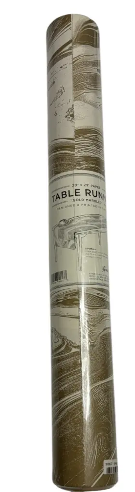 Kp458 Hester & Cook And Paper Table Runner Gold Confetti 20 Inch X 25ft New Made In Usa