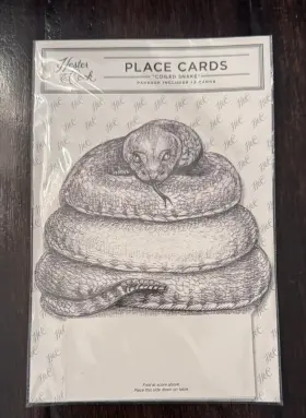 Kp769 Hester & Cook And Coiled Snake Place Cards Halloween Party Buffet Labels Set 12 Goth