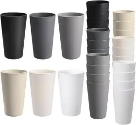 Heycome 744110102611 24 Pcs Unbreakable Plastic Cups Set 20 Oz Reusable Stackable Wate