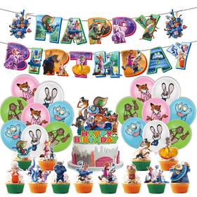 Highmount Hm0000434 44pcs Zootopia 2 Birthday Party Decorations Set - Jud Hopps Nic Wilde Anime C