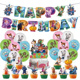 Hm0000434 Highmount 44pcs Zootopia 2 Birthday Party Decorations Set - Jud Hopps Nic Wilde Anime C