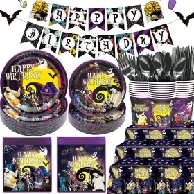 Higzyovn 793463210658 184pcs Nightmare Before Christmas Birthday Decorations Chris