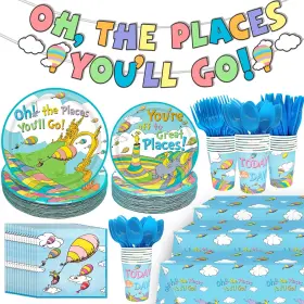 Higzyovn 793463905493 192pcs Oh The Places Youft Ll Go Decorations Dr Seuss Party