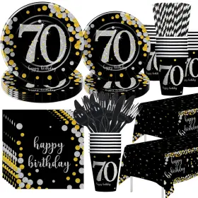 Hvd0303 Hipvvild Happy 70th Birthday Decorations Tableware Men Women - Plates And