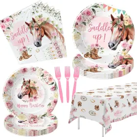 Hvd0432 Hipvvild Cowgirl Party Decorations Tableware - Western Horse Birthday Supplies F