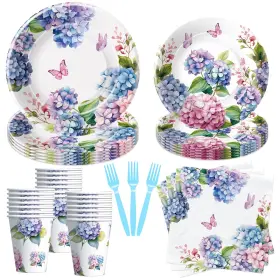 Hvd0487 Hipvvild Hydrangea Floral Plates And Napkins Party Supplies - Paper Plate Cup Napk Inch