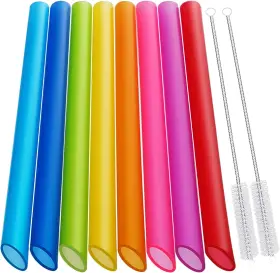 12mm-slxx Hiware Angled Tips 8 Pcs Reusable Boba Straws And Smoothie - Multi Colors Jumbo