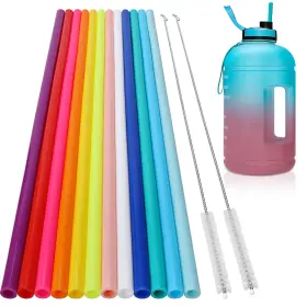 14-slstraws Hiware 12 Pack Extra Long 14.5 Inch Reusable Silicone 14.5-inch Bright Colors