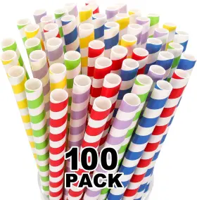 Hiware 313040112191 100 Pack Extra Wide Paper Smoothie Boba Straws - 10 Mm Biodegradable Stra