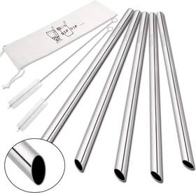 Hiware 313108230270 Angled Tips 5 Pcs 10 Inch Reusable Bubble Tea Straws And Smoothie 0.5 Wide