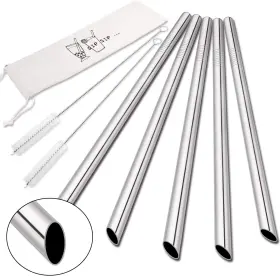 Hiware 313108230270 Angled Tips 5 Pcs 10 Inch Reusable Bubble Tea Straws And Smoothie 0.5 Wide