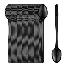 Hmdzmr 614167739422 Plastic Spoons 9 Long Handle Spoon Black Sturdy Ice Cream Disposable