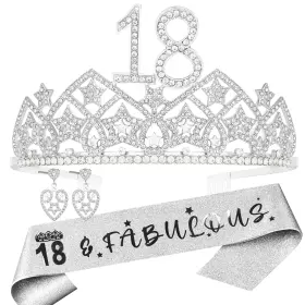 Hnoonz 780280396023 18th Birthday Gift 18 And Fabulous Sash Bday Tiara Year Old Girls Gif